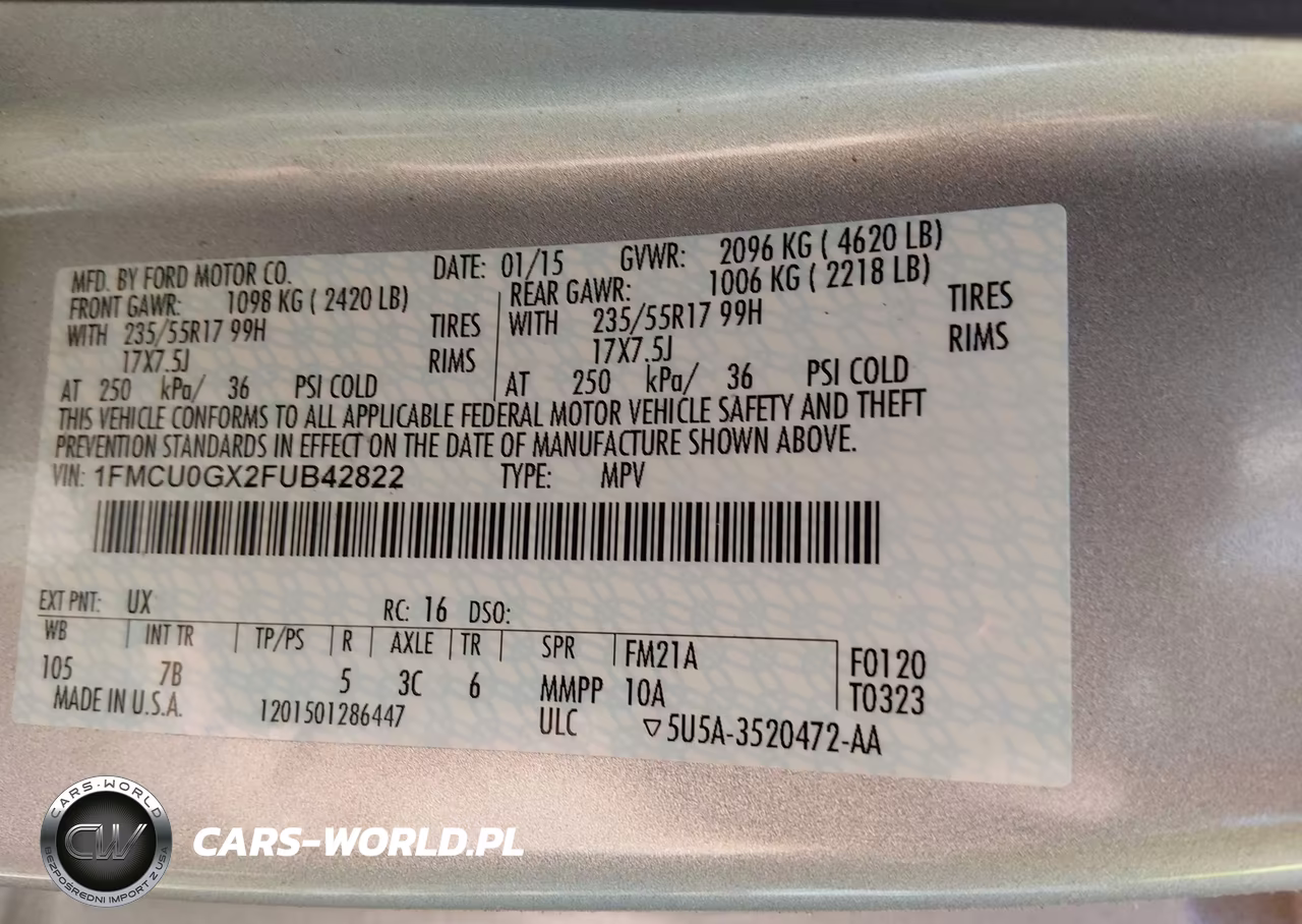 2015 Ford Escape Se VIN:1FMCU0GX2FUB42822 - 9