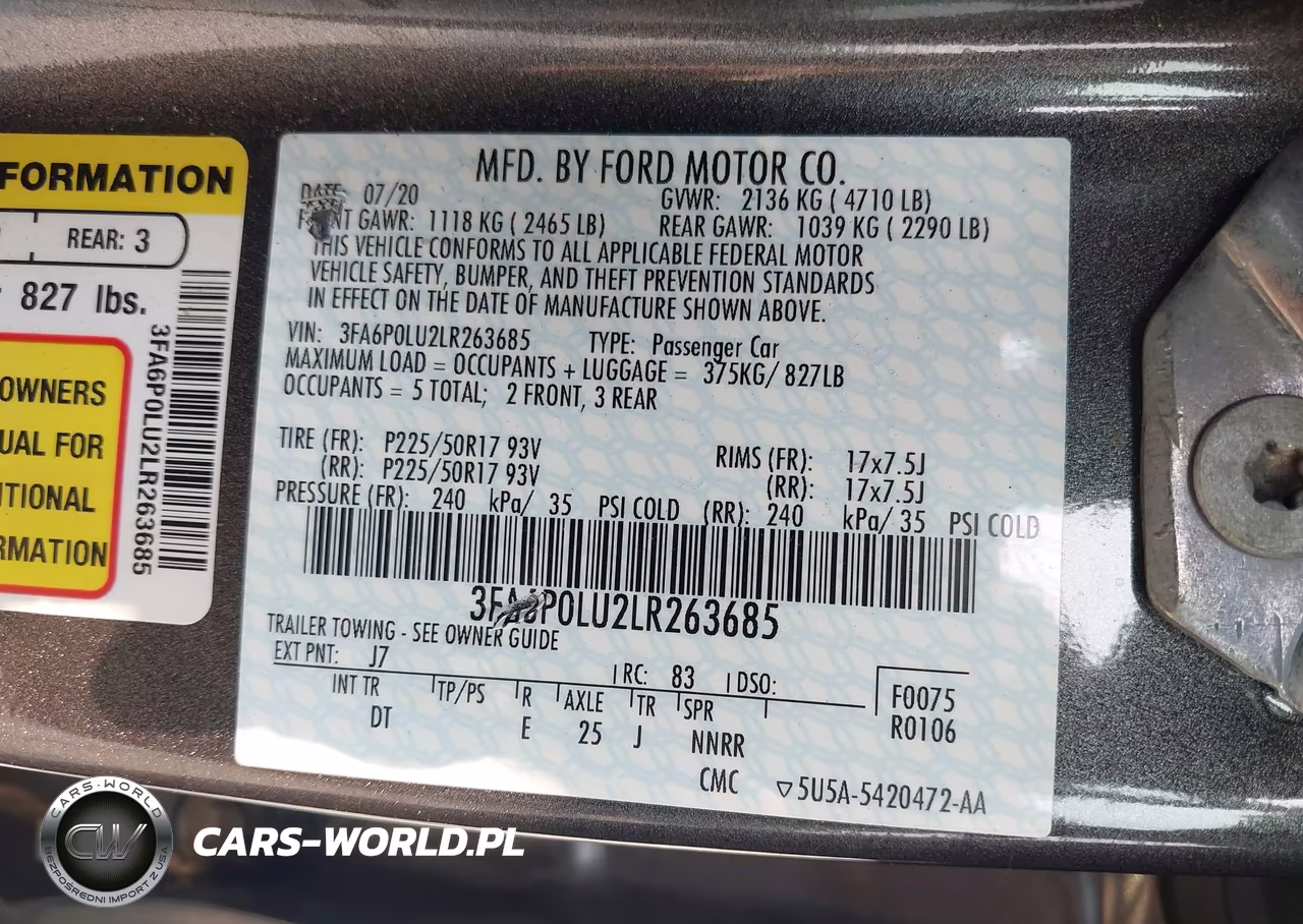 2020 Ford Fusion Hybrid Se VIN:3FA6P0LU2LR263685 - 9