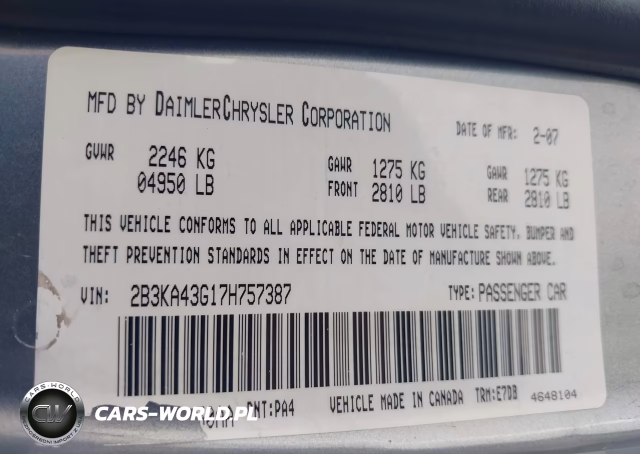 2007 Dodge Charger VIN:2B3KA43G17H757387 - 9