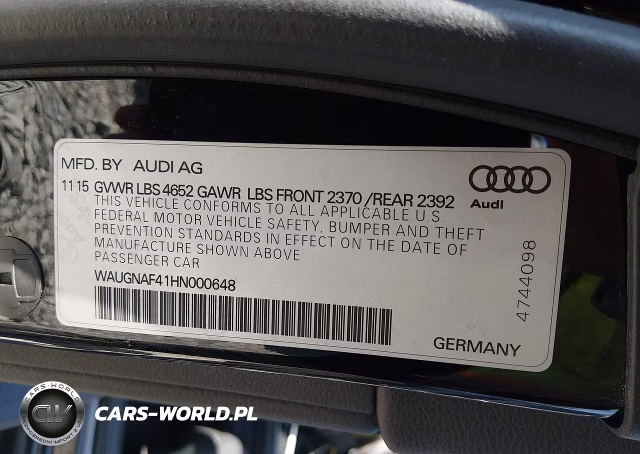 2017 Audi A4 Premium VIN:WAUGNAF41HN000648 - 9