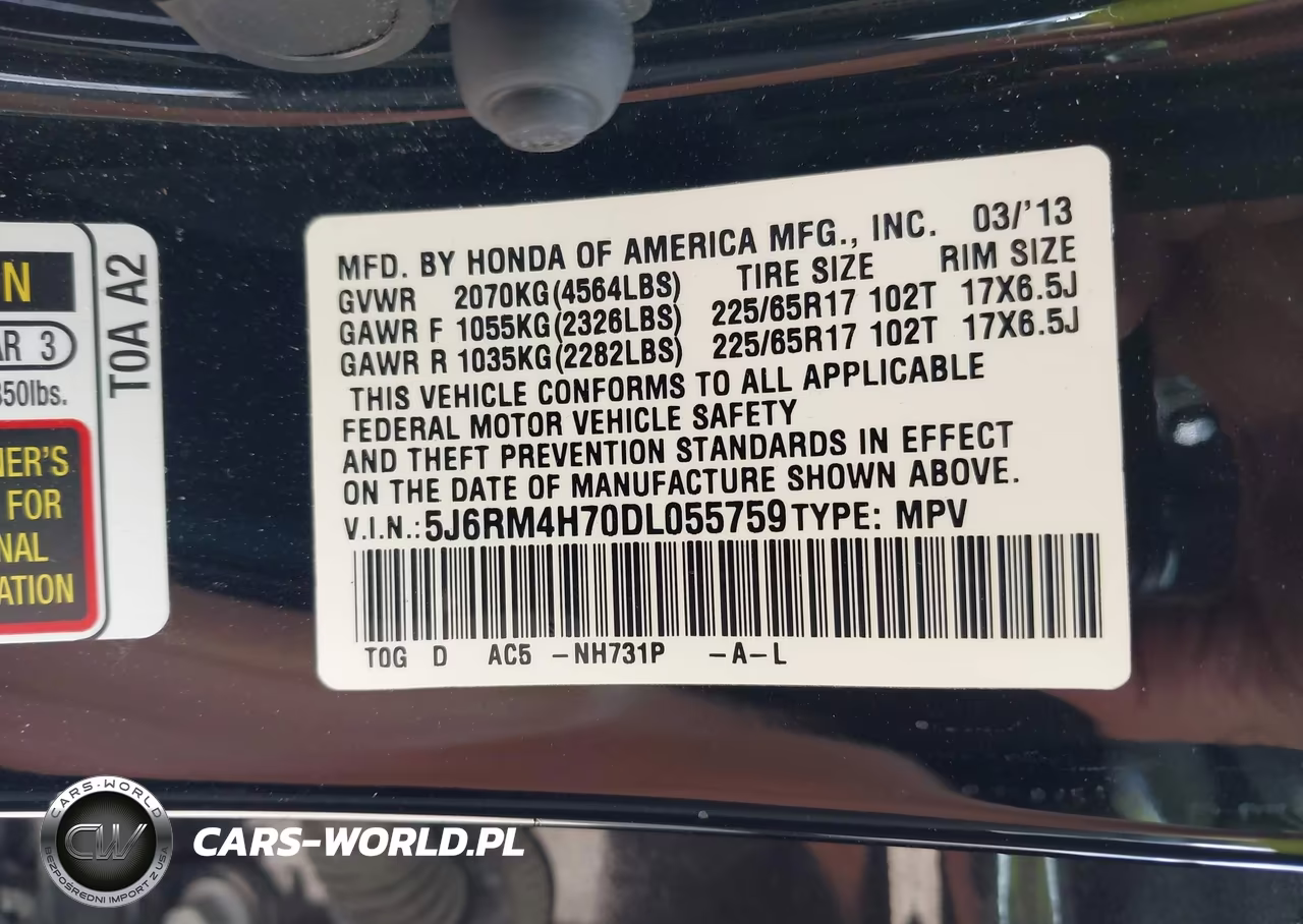 2013 Honda Cr-V Ex-L VIN:5J6RM4H70DL055759 - 9