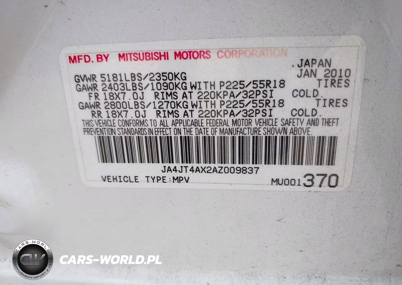 2010 Mitsubishi Outlander Xls VIN:JA4JT4AX2AZ009837 - 9