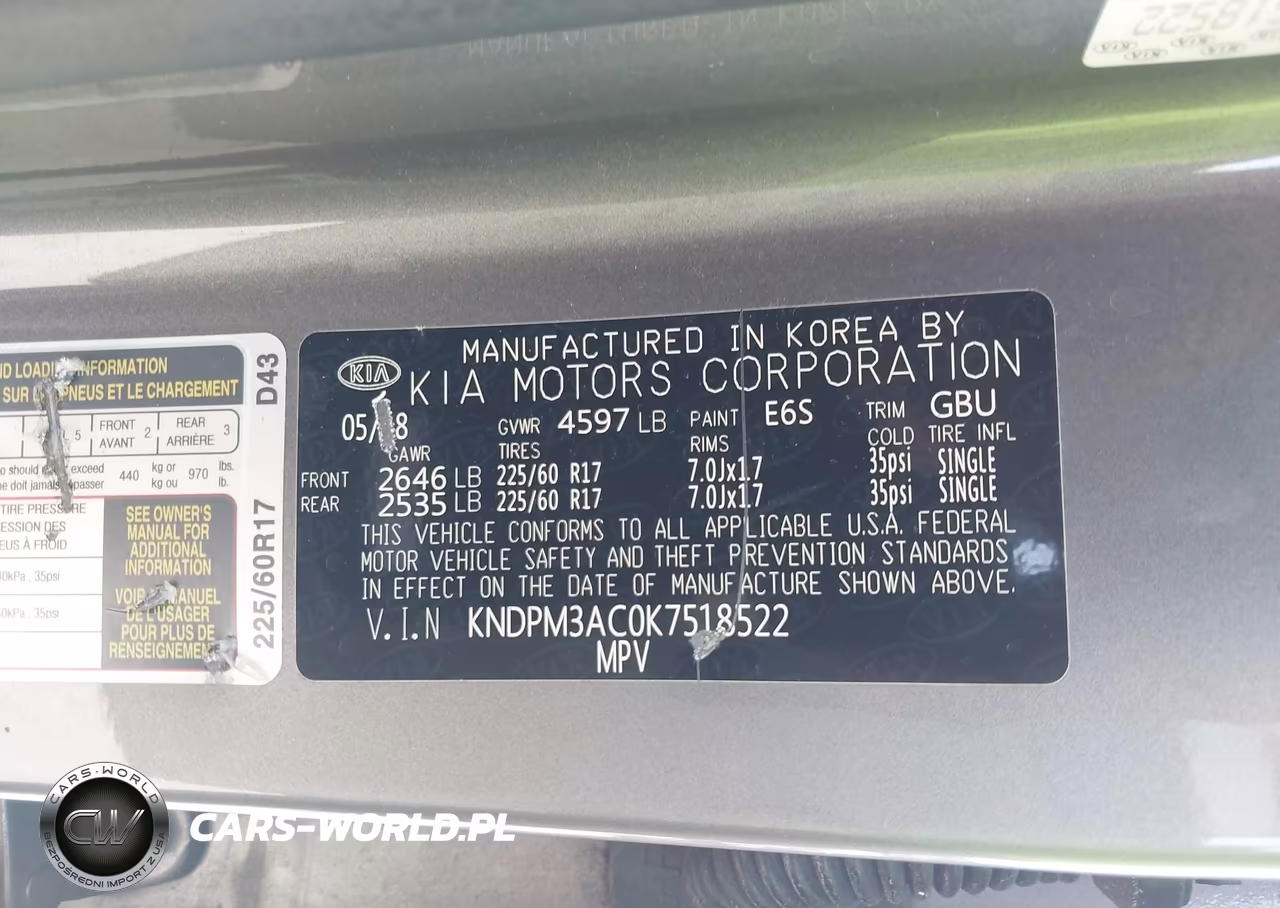 2019 Kia Sportage Lx VIN:KNDPM3AC0K7518522 - 7
