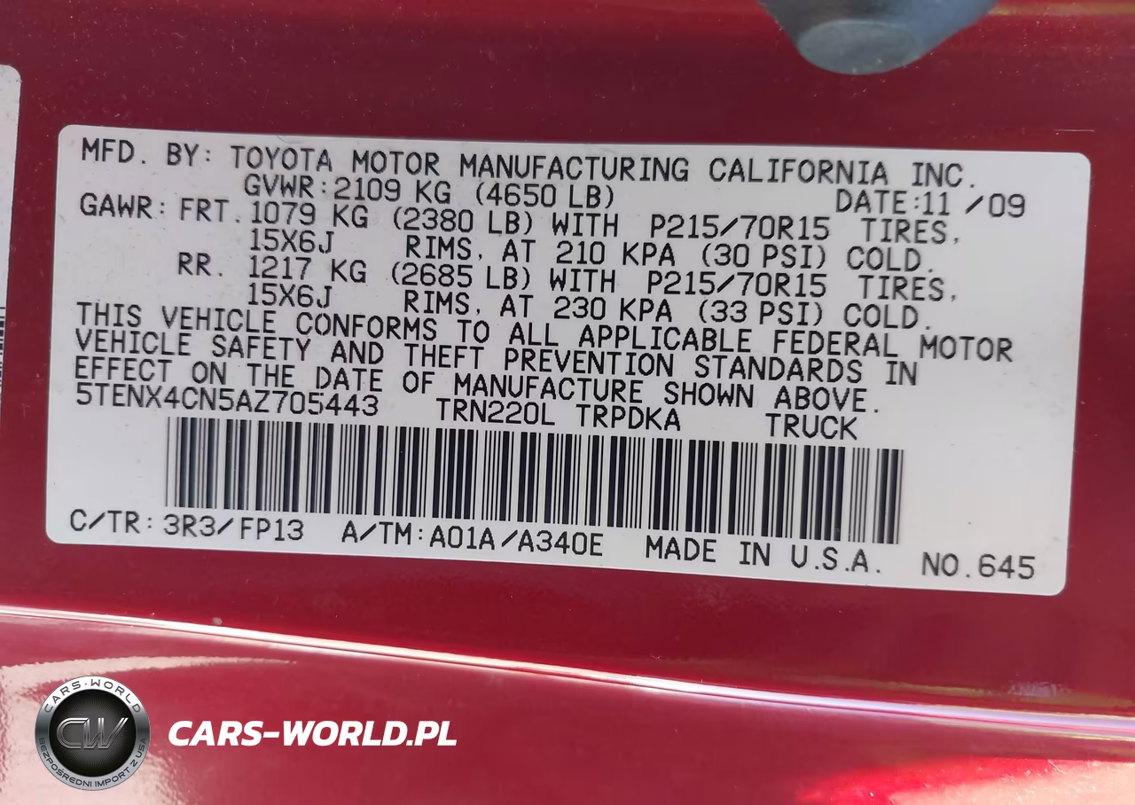 2010 Toyota Tacoma VIN:5TENX4CN5AZ705443 - 9