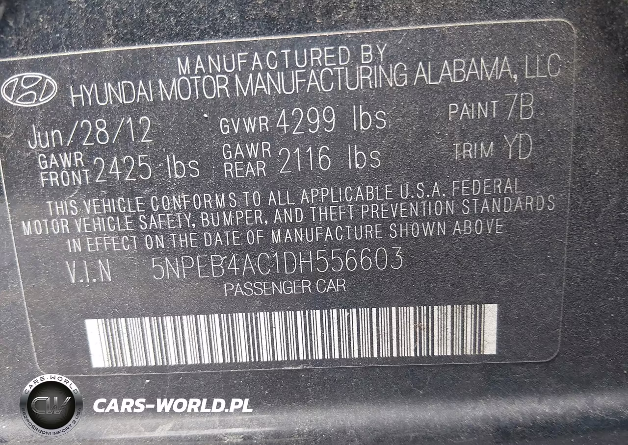 2013 Hyundai Sonata Gls VIN:5NPEB4AC1DH556603 - 9