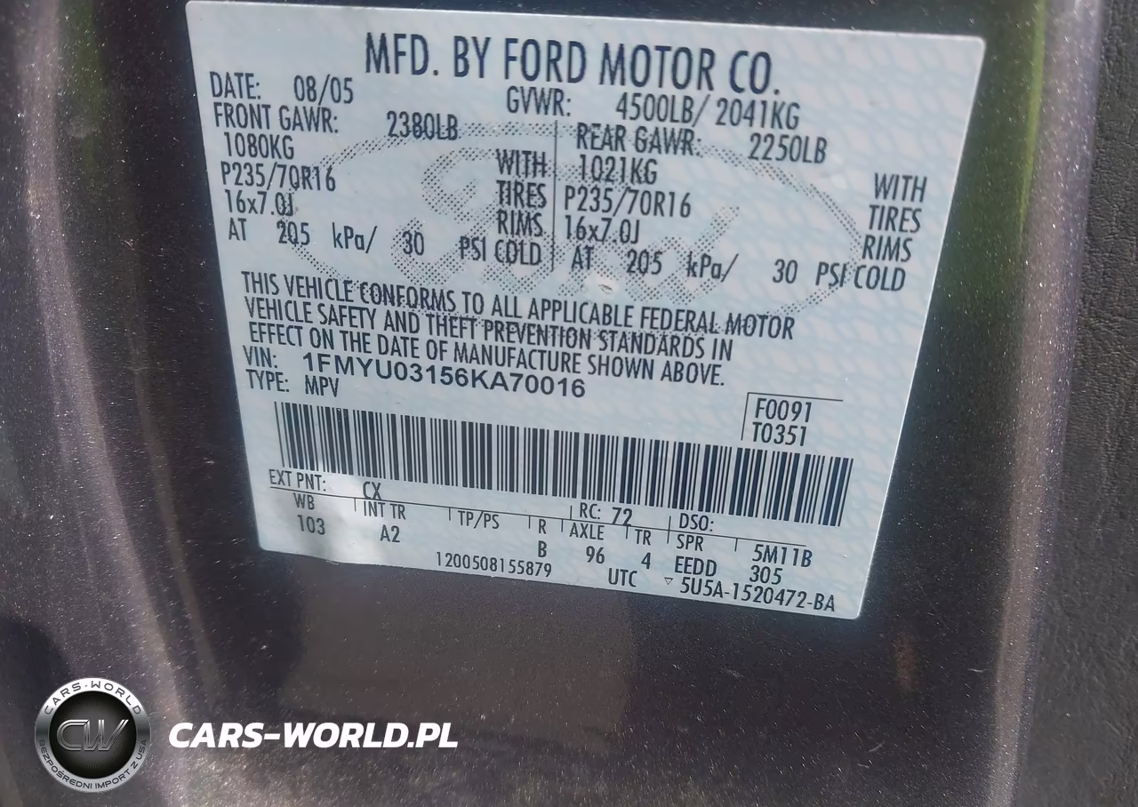 2006 Ford Escape Xlt-Xlt Sport VIN:1FMYU03156KA70016 - 9
