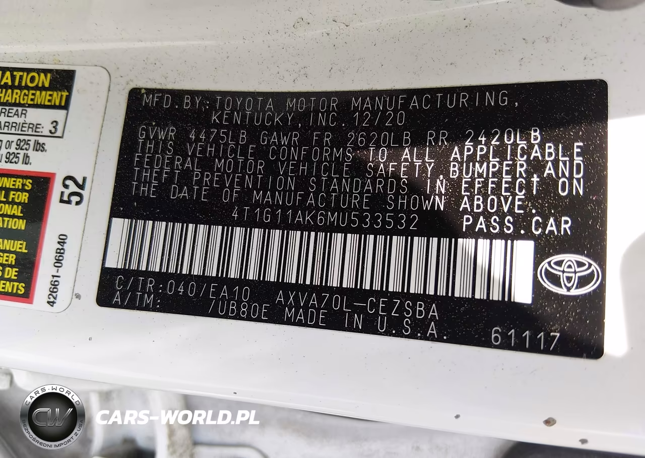 2021 Toyota Camry Se VIN:4T1G11AK6MU533532 - 9