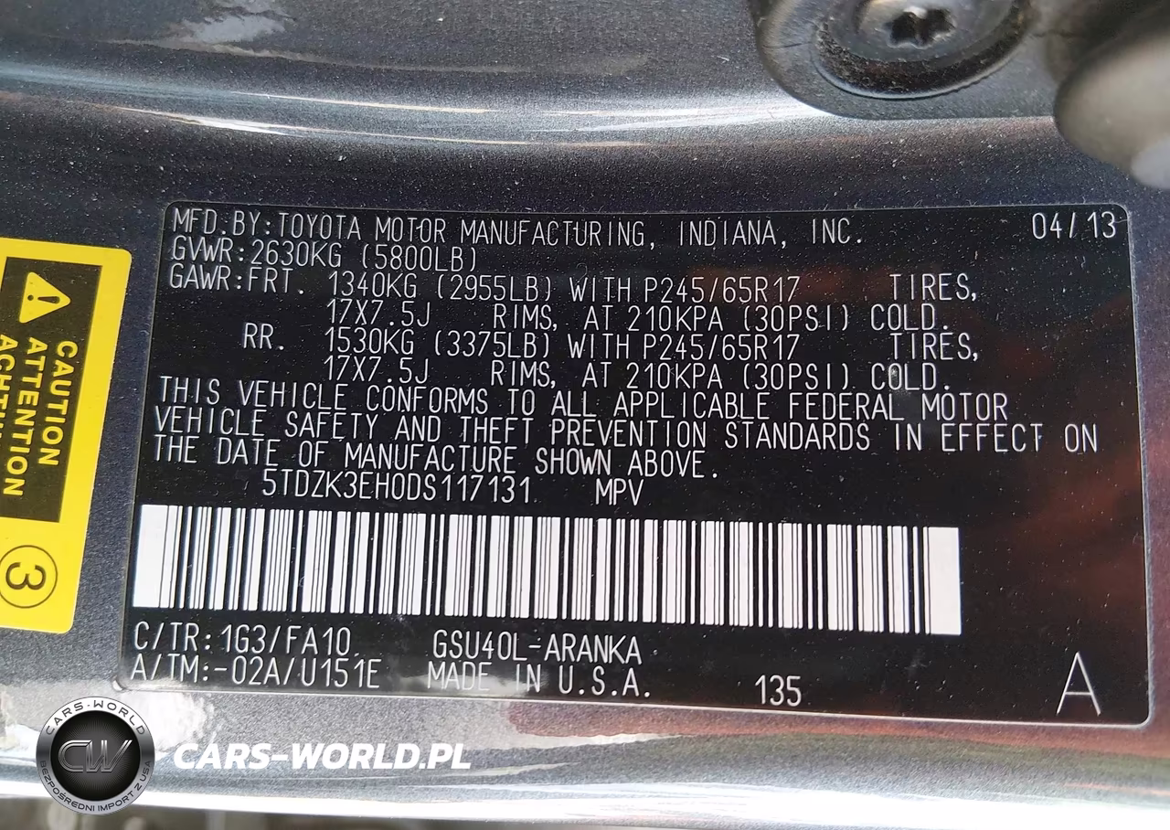 2013 Toyota Highlander Base Plus V6 VIN:5TDZK3EH0DS117131 - 9