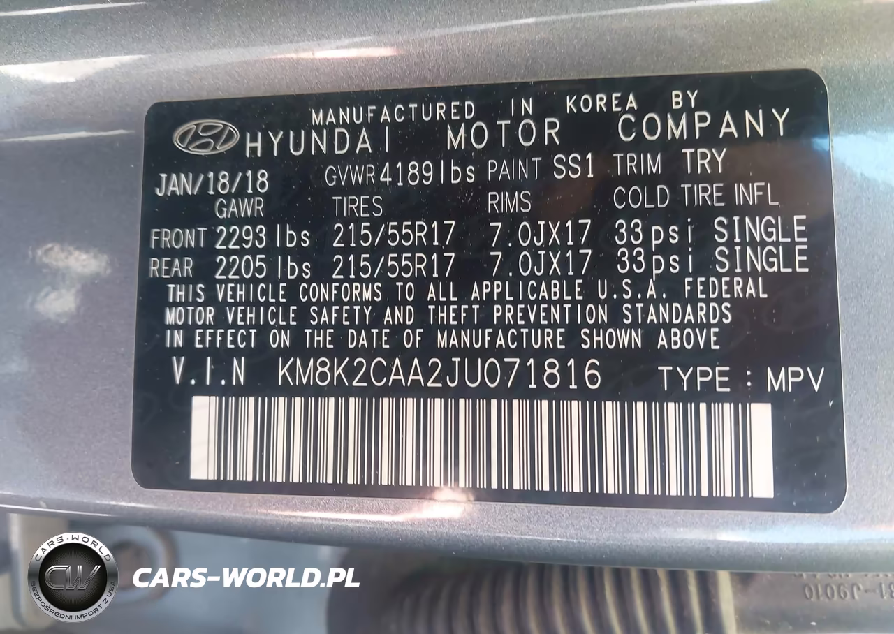 2018 Hyundai Kona Sel VIN:KM8K2CAA2JU071816 - 9