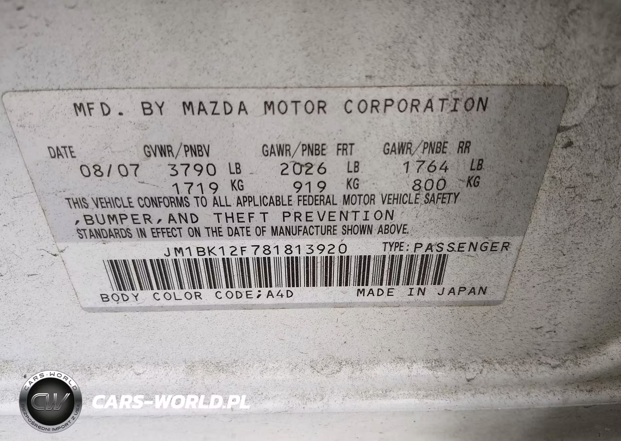 2008 Mazda Mazda3 I VIN:JM1BK12F781813920 - 9