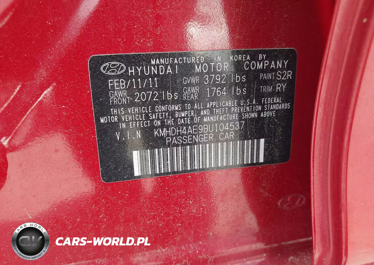 2011 Hyundai Elantra Limited (Ulsan Plant) VIN:KMHDH4AE9BU104537 - 9