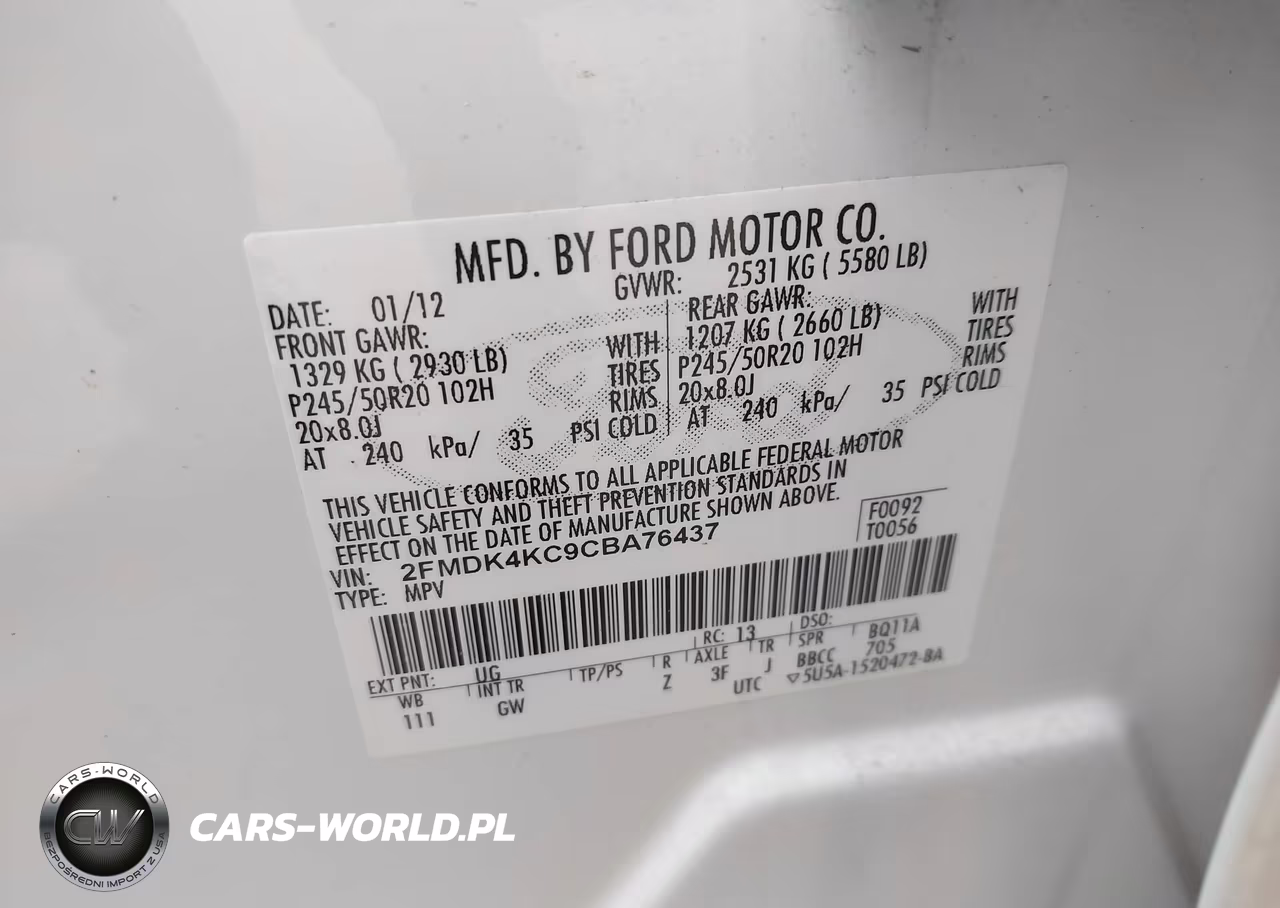 2012 Ford Edge Limited VIN:2FMDK4KC9CBA76437 - 9
