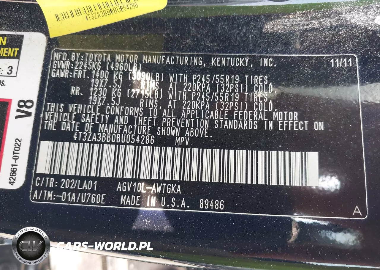 2011 Toyota Venza VIN:4T3ZA3BB0BU054286 - 9