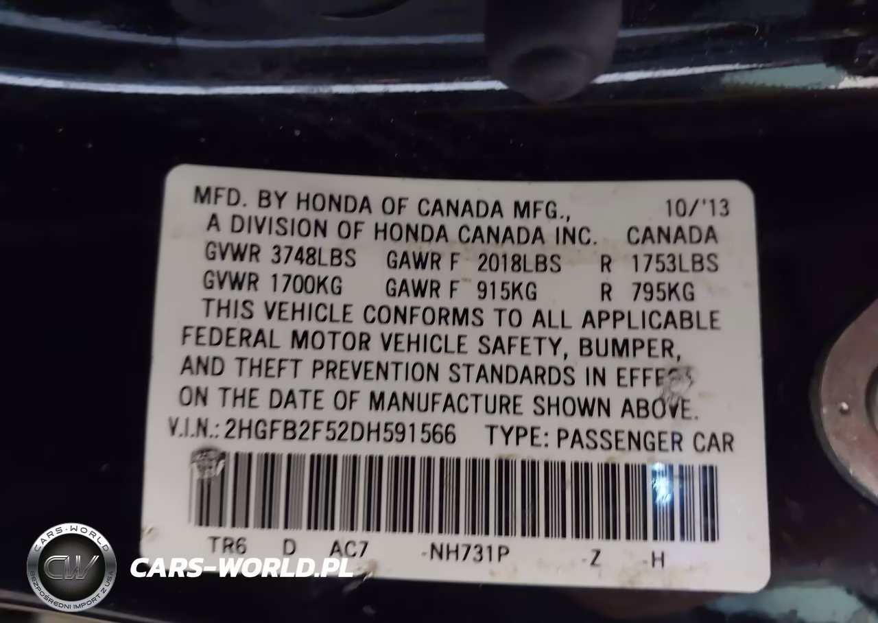 2013 Honda Civic Lx VIN:2HGFB2F52DH591566 - 9