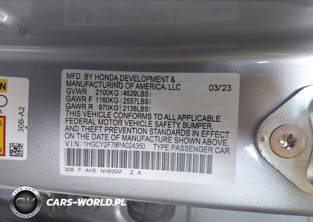 2023 Honda Accord Hybrid Sport-L VIN:1HGCY2F78PA024350 - 9