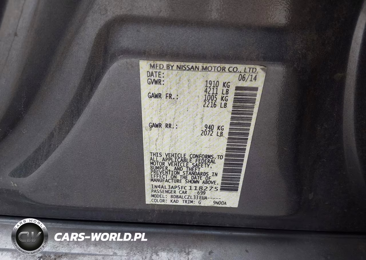 2015 Nissan Altima 2.5-2.5 S-2.5 Sl-2.5 Sv VIN:1N4AL3AP5FC118275 - 9