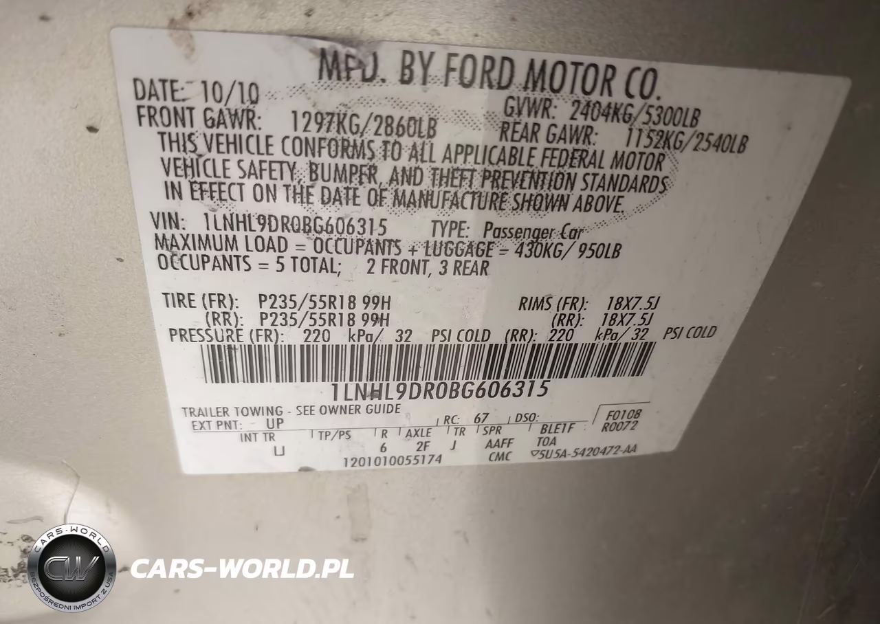 2011 Lincoln Mks VIN:1LNHL9DR0BG606315 - 9