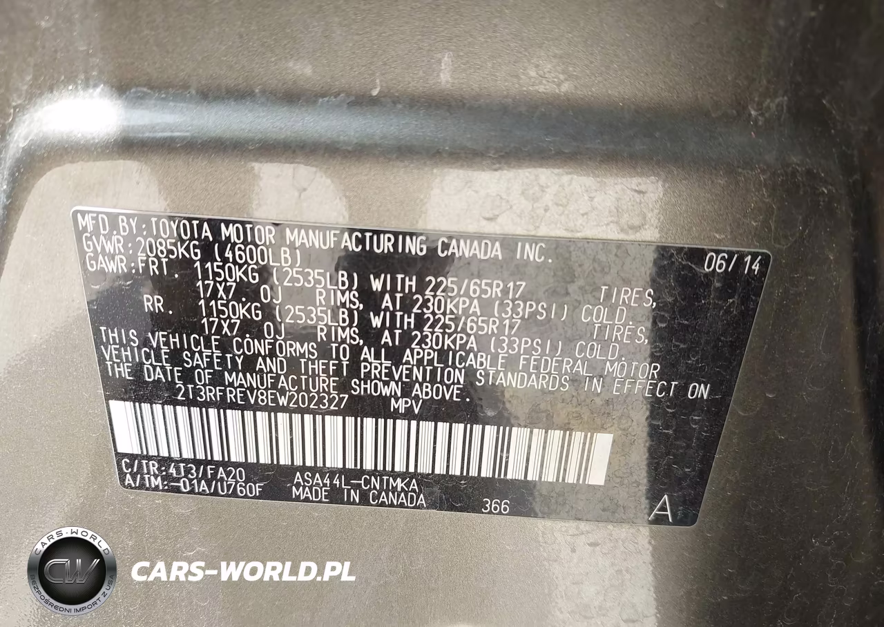 2014 Toyota Rav4 Xle VIN:2T3RFREV8EW202327 - 9