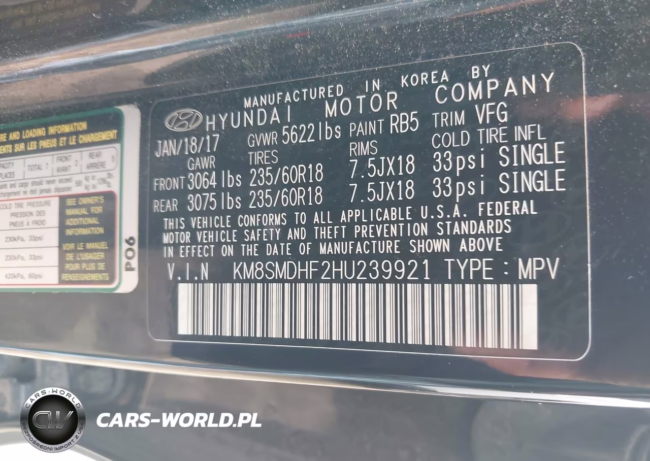 2017 Hyundai Santa Fe Se VIN:KM8SMDHF2HU239921 - 9
