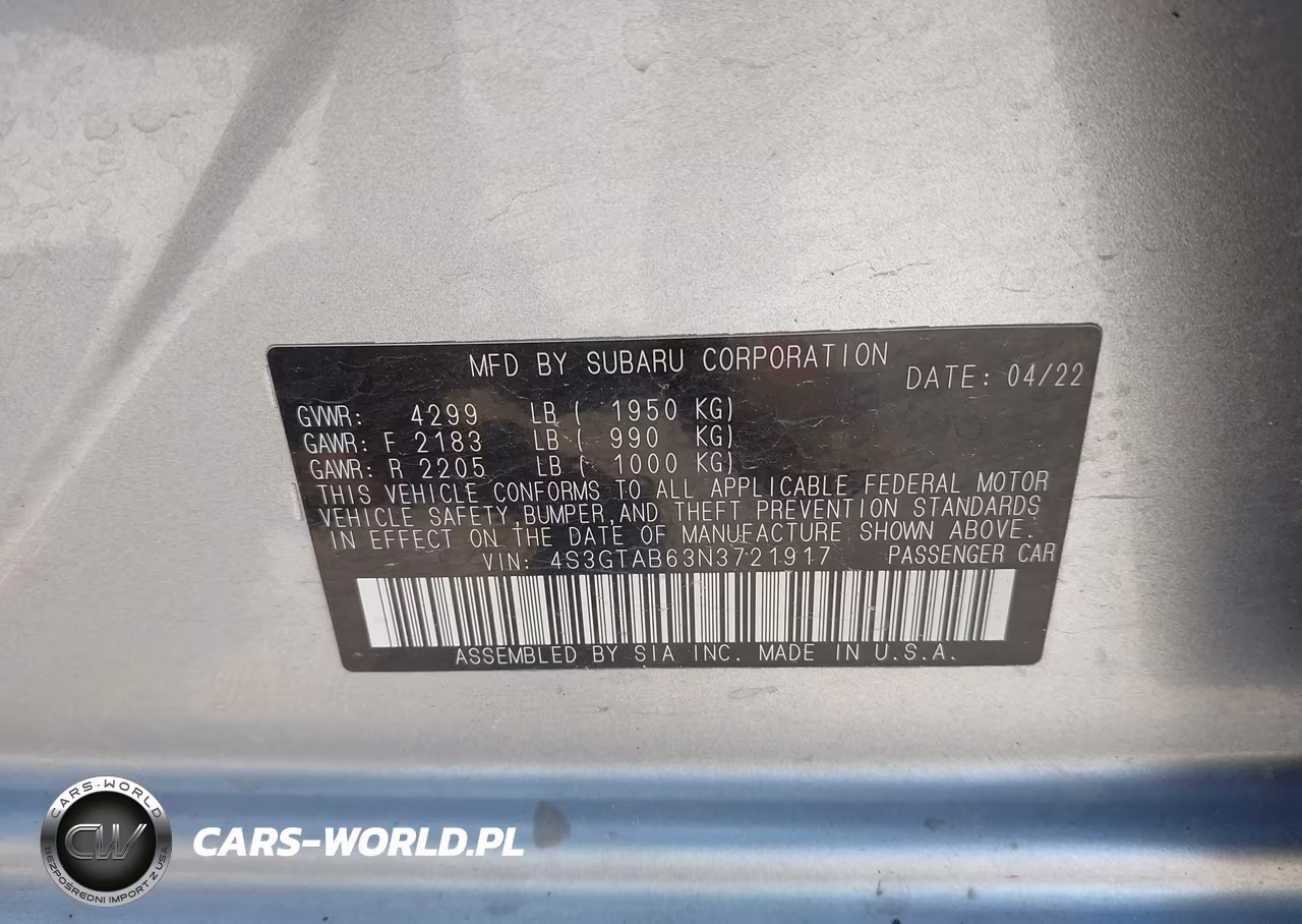 2022 Subaru Impreza Base 5-Door VIN:4S3GTAB63N3721917 - 9