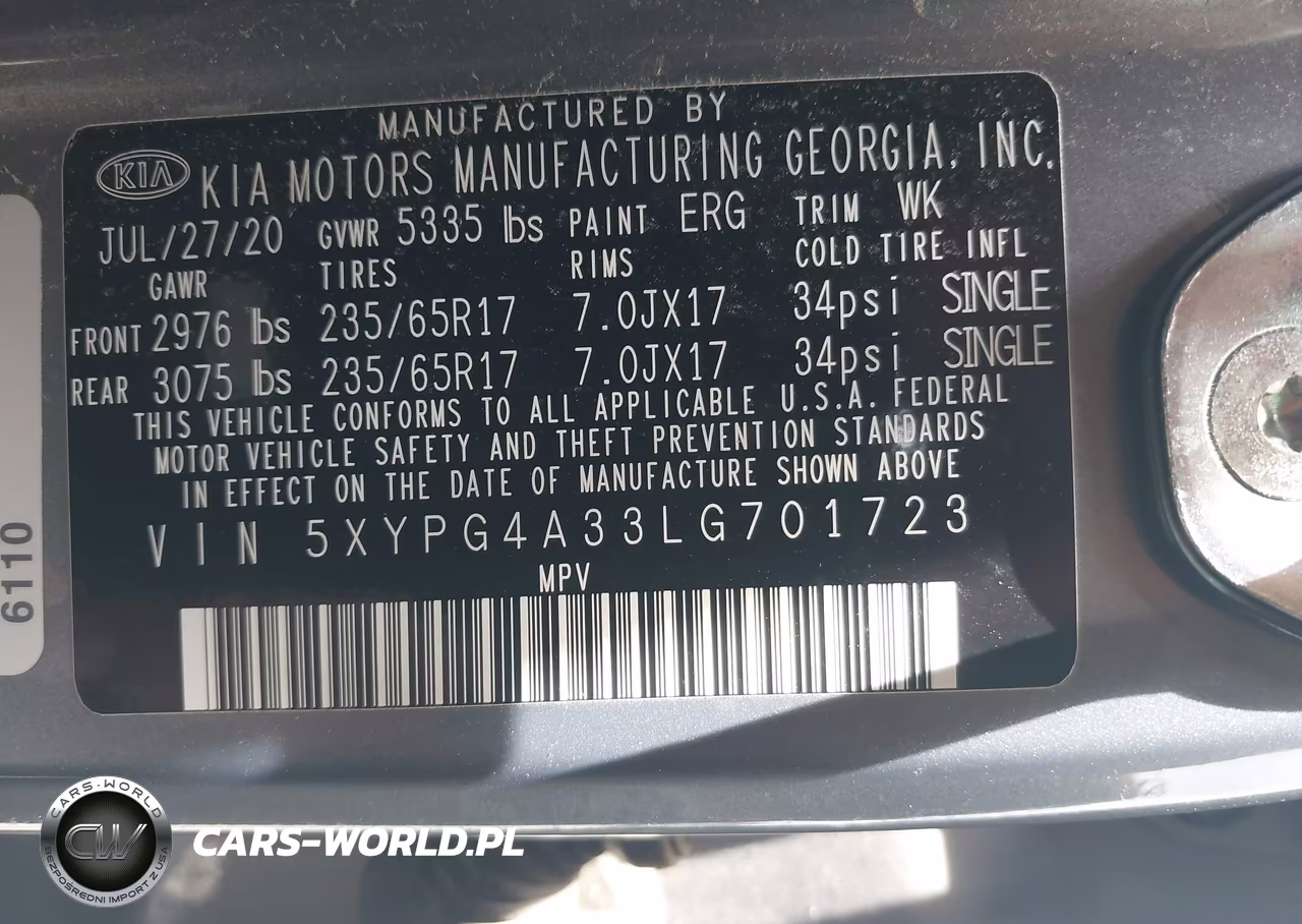 2020 Kia Sorento 2.4L Lx VIN:5XYPG4A33LG701723 - 9