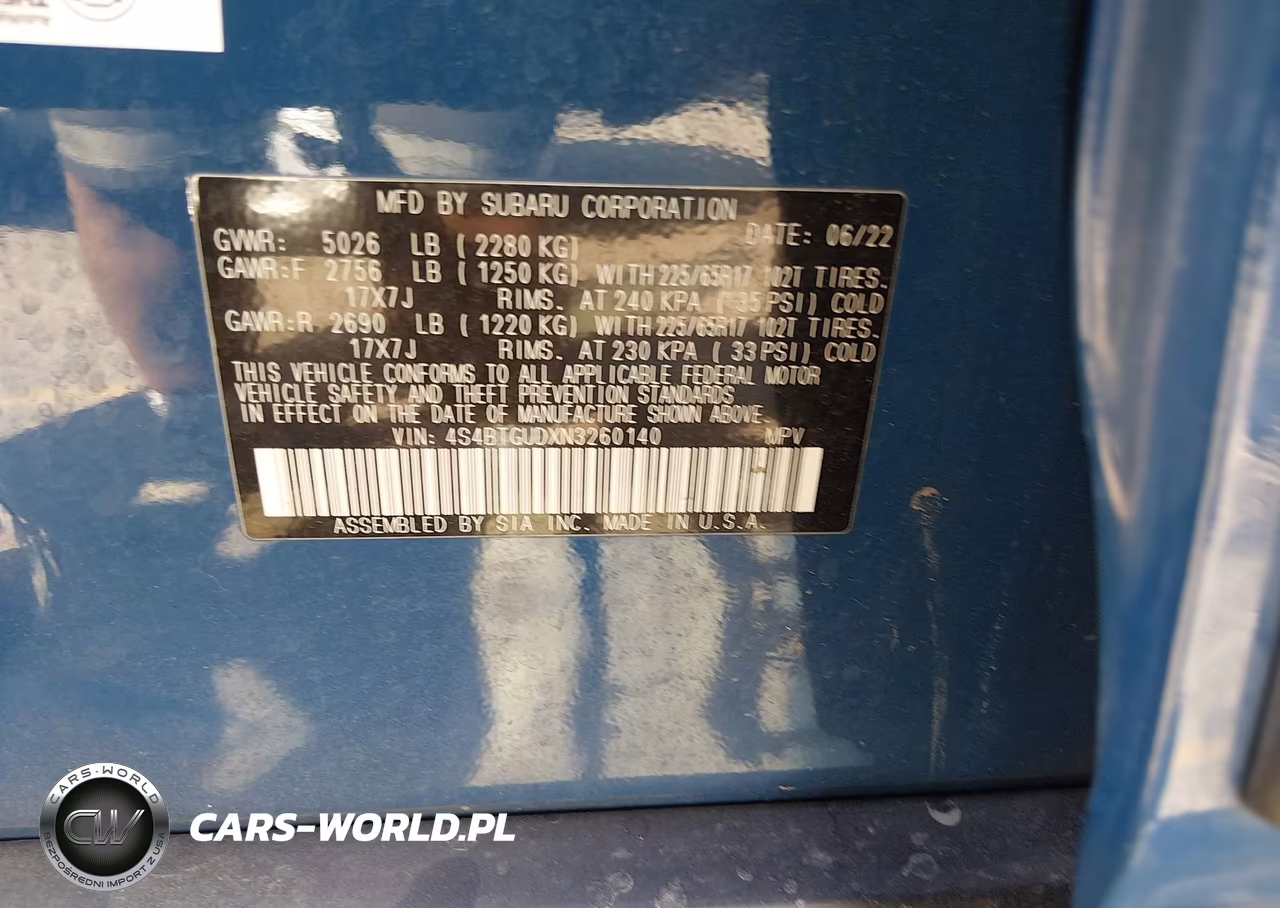 2022 Subaru Outback Wilderness VIN:4S4BTGUDXN3260140 - 9