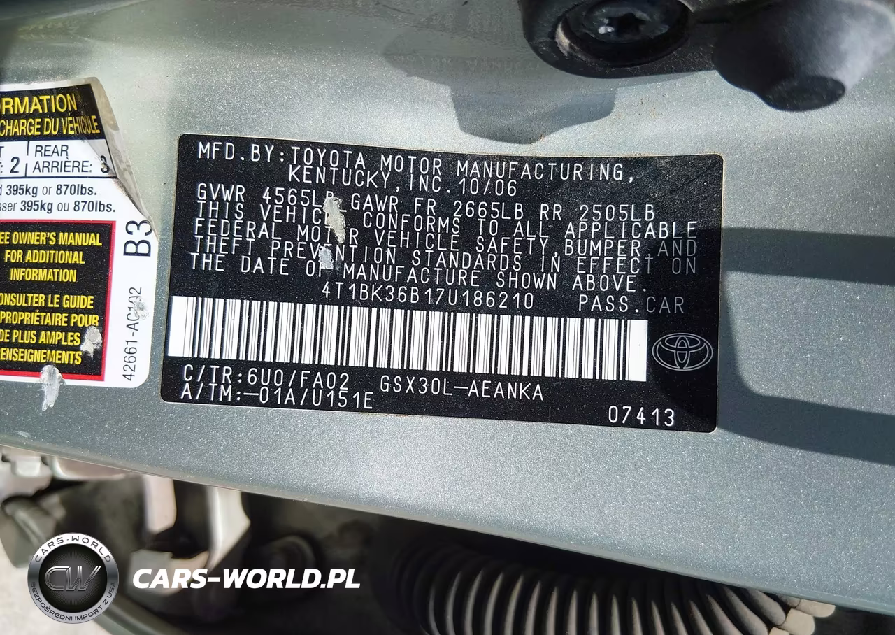 2007 Toyota Avalon Xl VIN:4T1BK36B17U186210 - 8