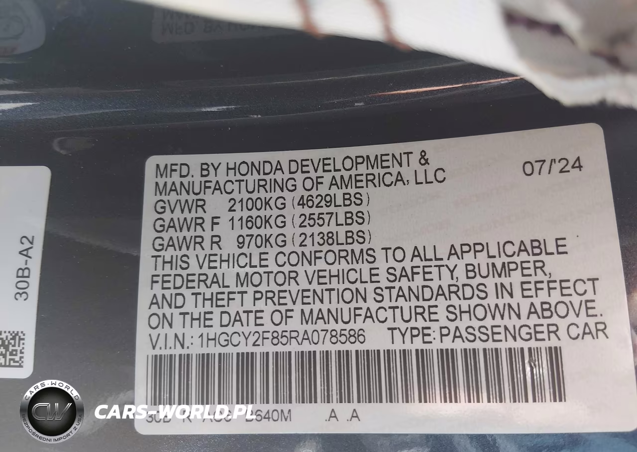 2024 Honda Accord Hybrid Touring VIN:1HGCY2F85RA078586 - 9