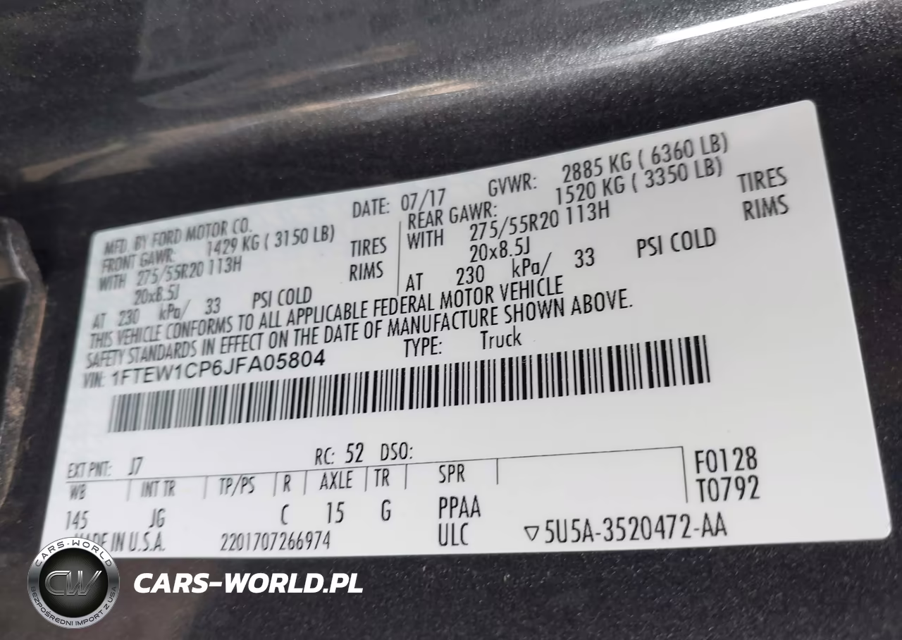 2018 Ford F-150 Xl VIN:1FTEW1CP6JFA05804 - 9