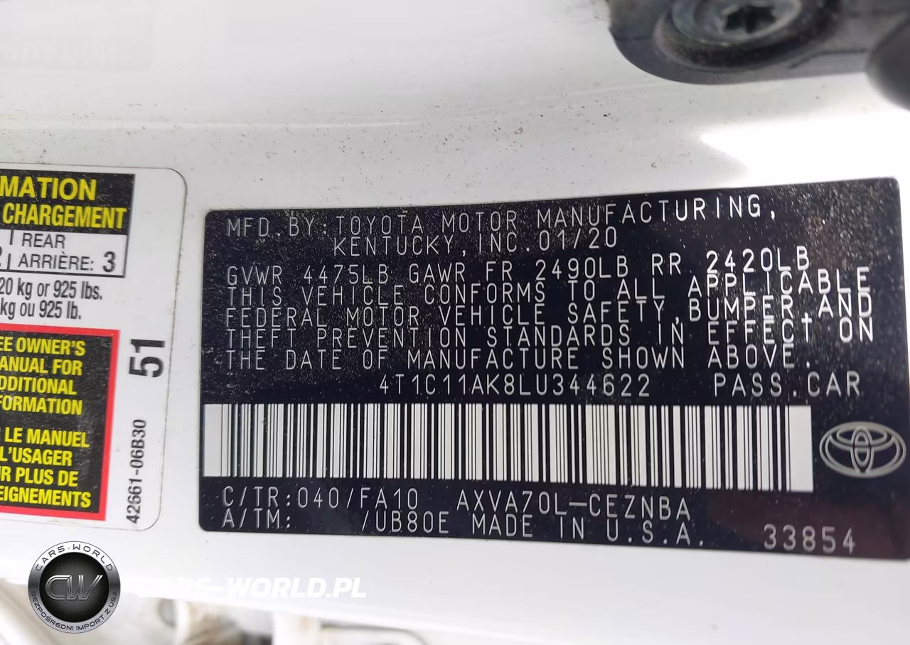 2020 Toyota Camry Le VIN:4T1C11AK8LU344622 - 9