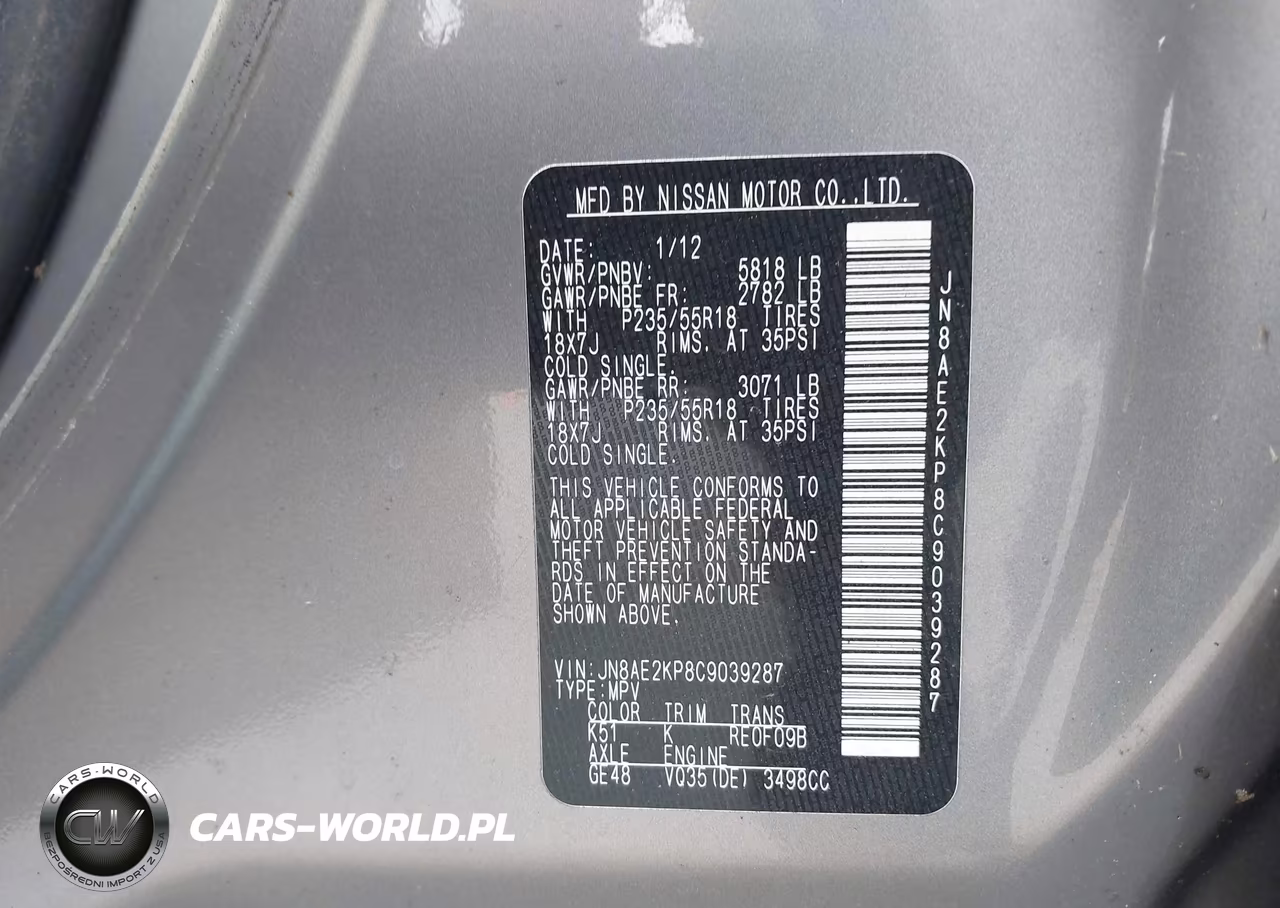 2012 Nissan Quest Le VIN:JN8AE2KP8C9039287 - 9