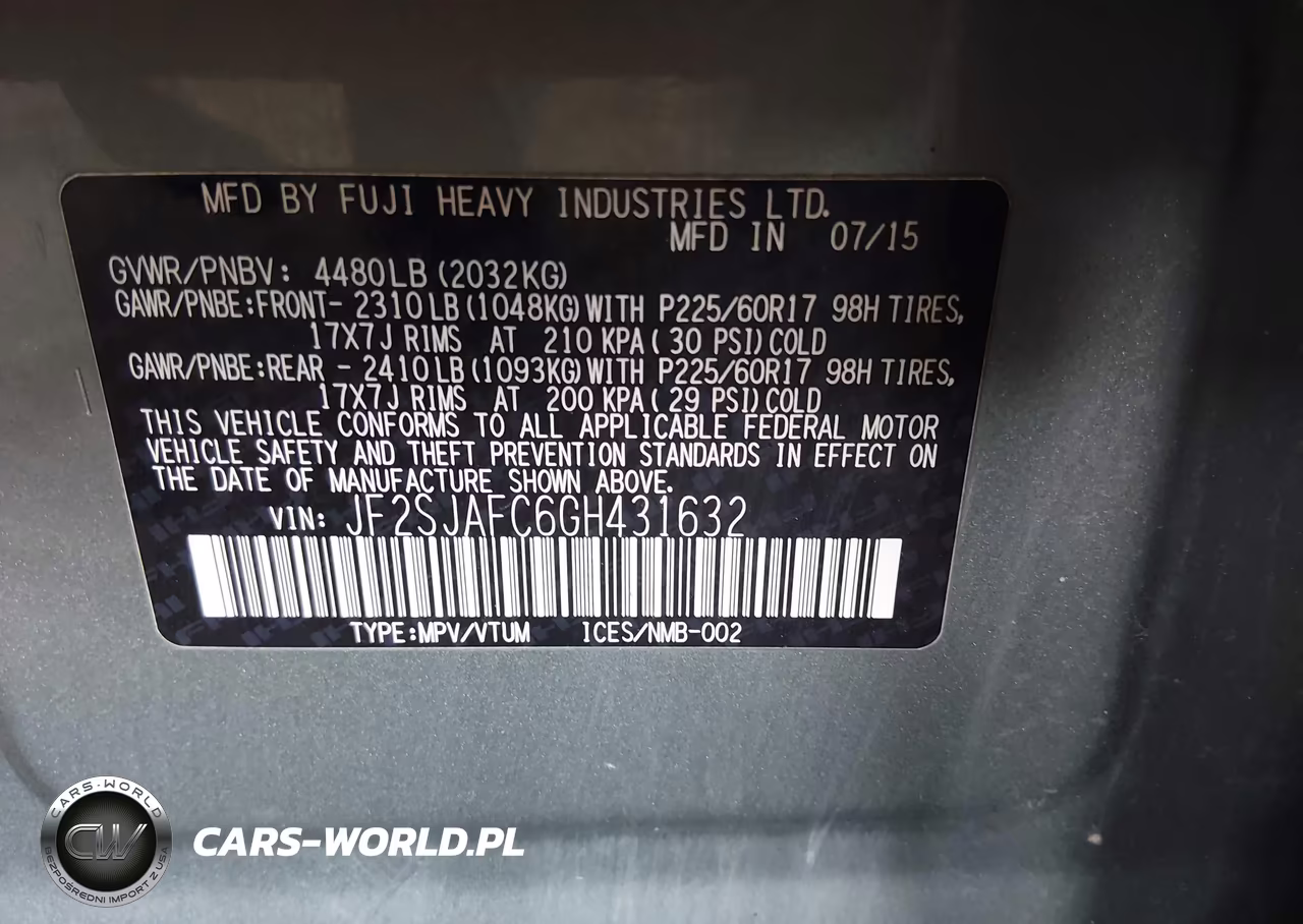 2016 Subaru Forester 2.5I Premium VIN:JF2SJAFC6GH431632 - 9