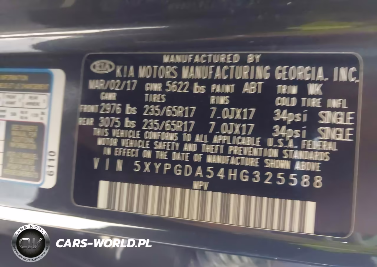 2017 Kia Sorento 3.3L Lx VIN:5XYPGDA54HG325588 - 9