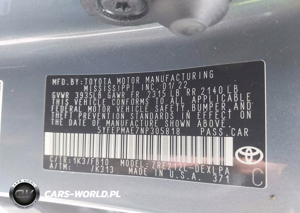 2022 Toyota Corolla Le VIN:5YFEPMAE7NP305818 - 9