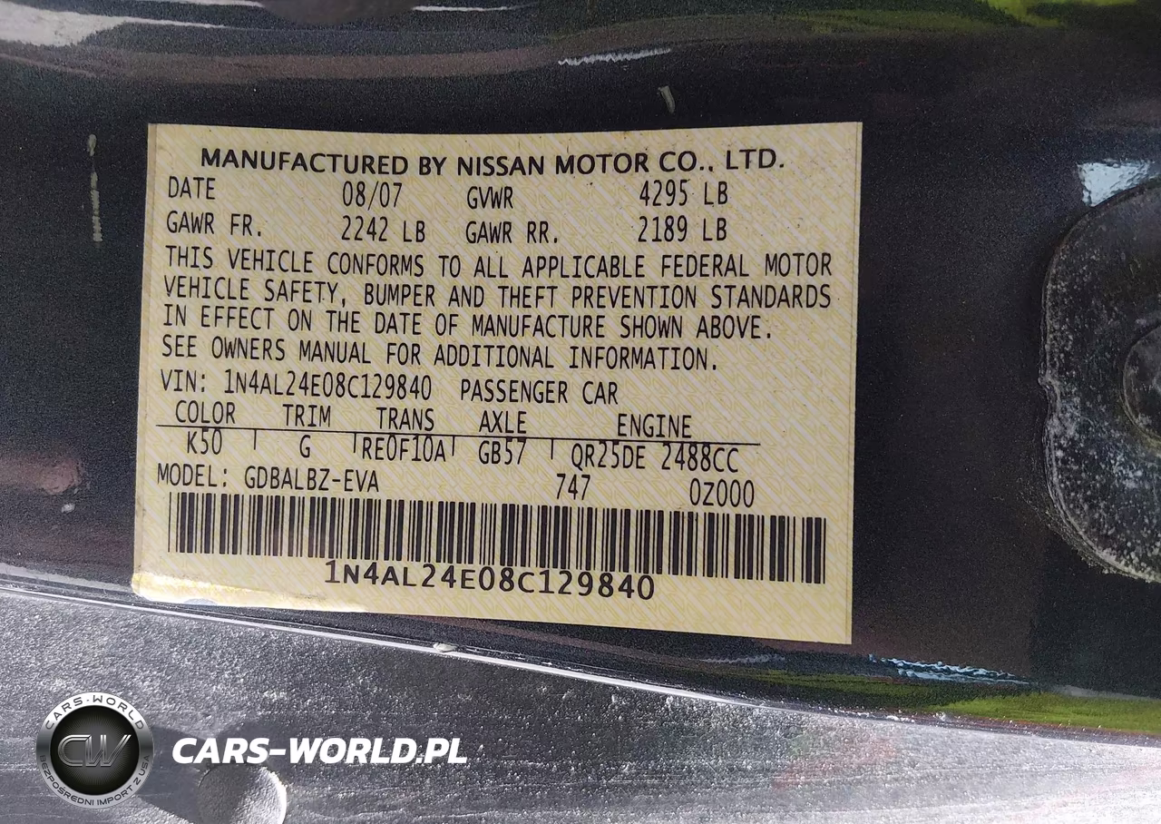 2008 Nissan Altima 2.5 S VIN:1N4AL24E08C129840 - 9