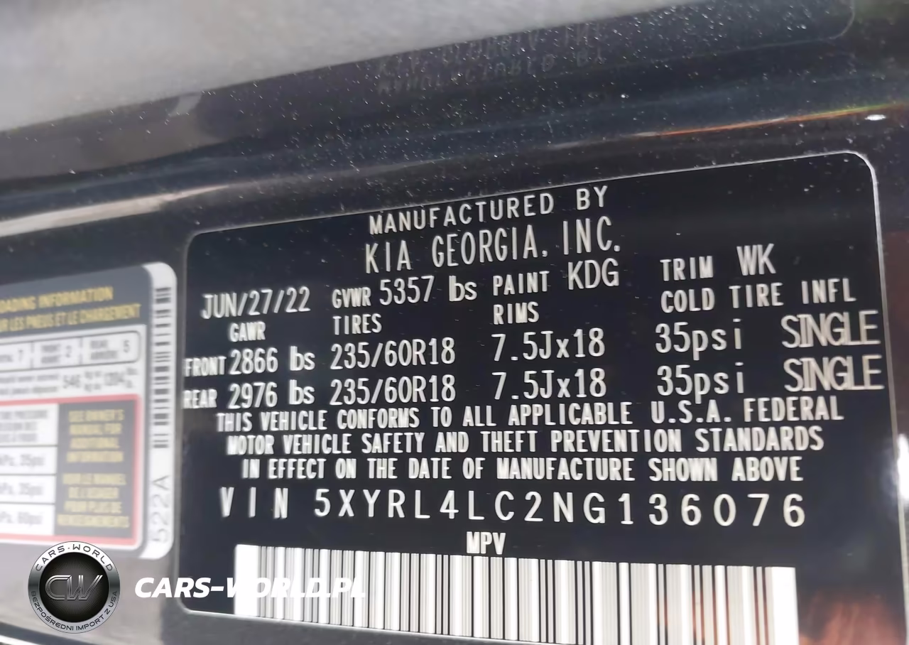 2022 Kia Sorento S VIN:5XYRL4LC2NG136076 - 9