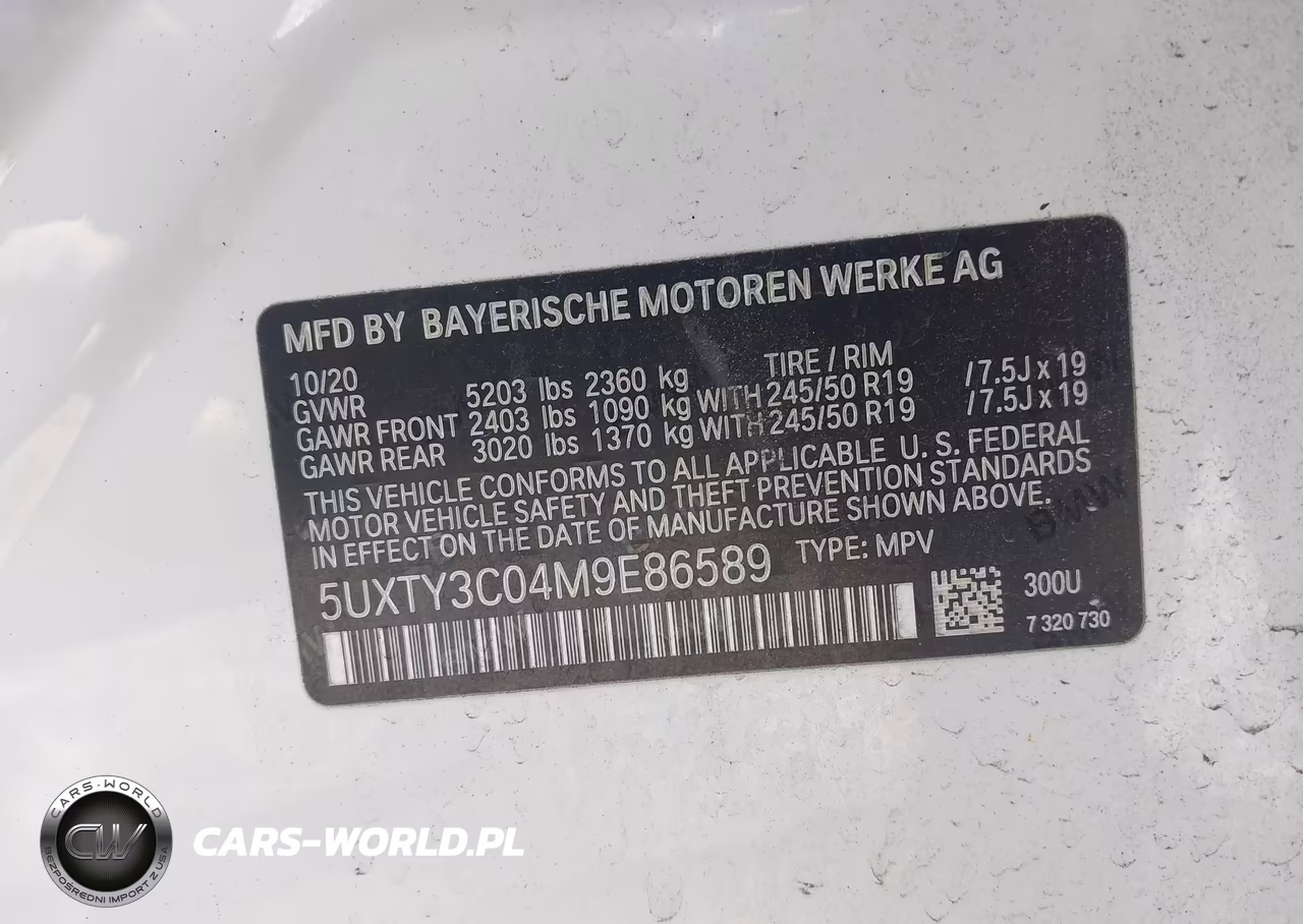 2021 BMW X3 Sdrive30I VIN:5UXTY3C04M9E86589 - 9