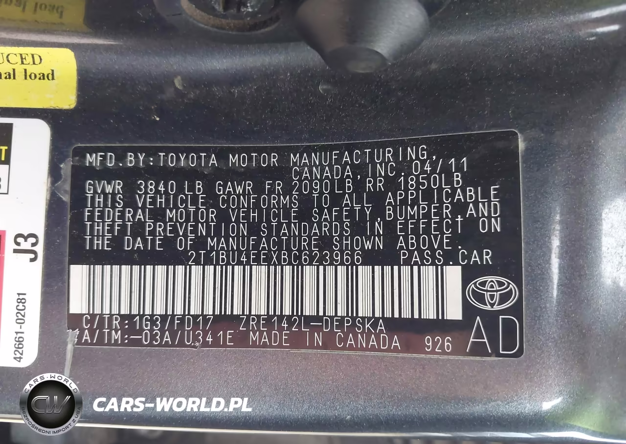 2011 Toyota Corolla S VIN:2T1BU4EEXBC623966 - 9