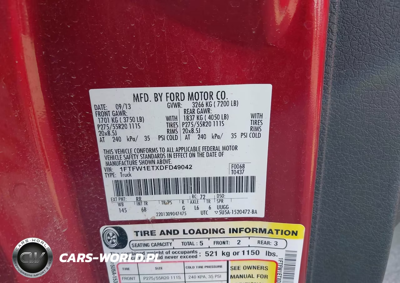 2013 Ford F-150 Fx4 VIN:1FTFW1ETXDFD49042 - 9