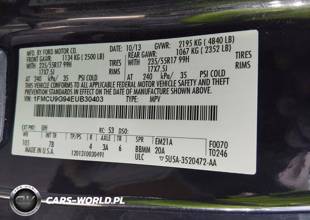 2014 Ford Escape Se VIN:1FMCU9G94EUB30403 - 9