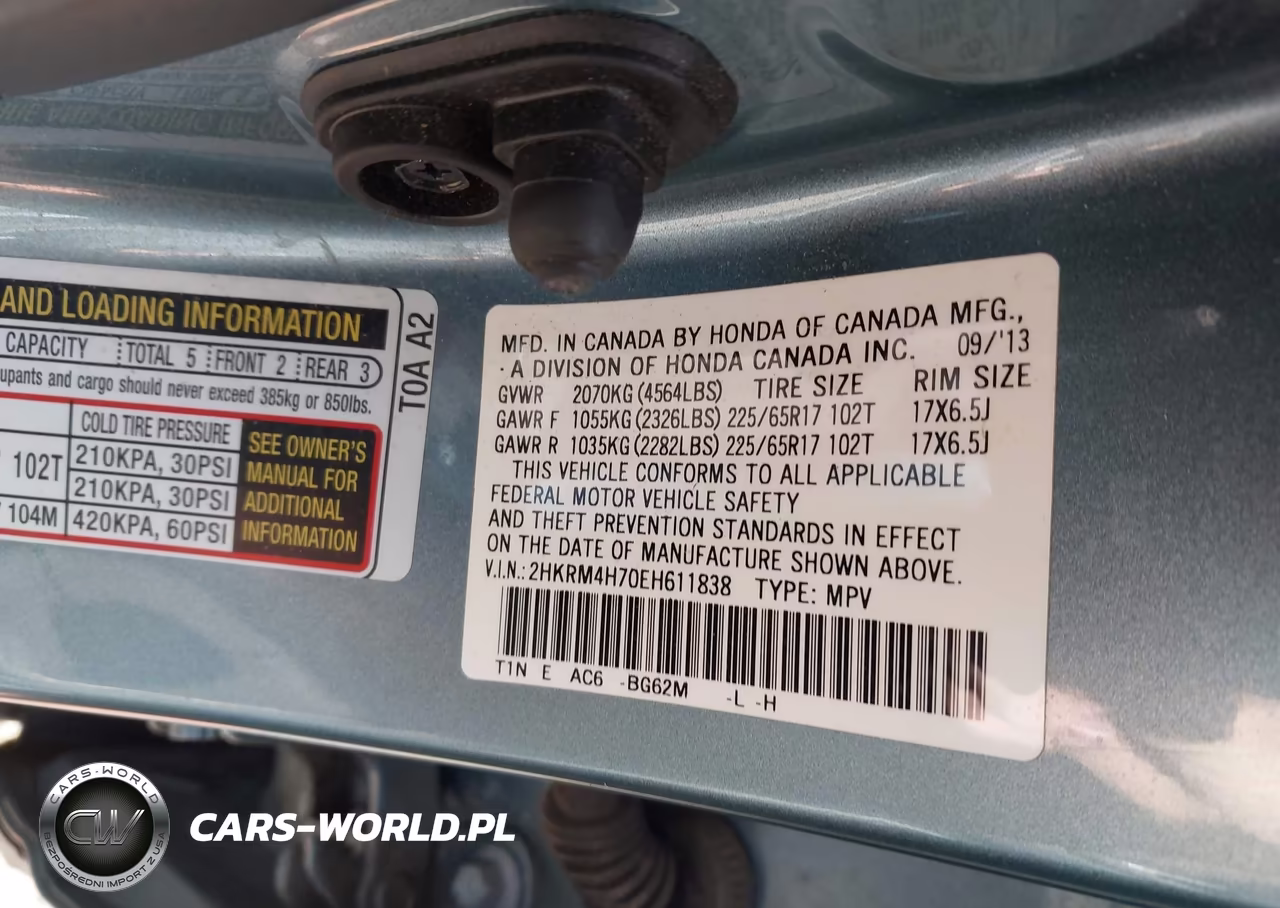 2014 Honda Cr-V Ex-L VIN:2HKRM4H70EH611838 - 9
