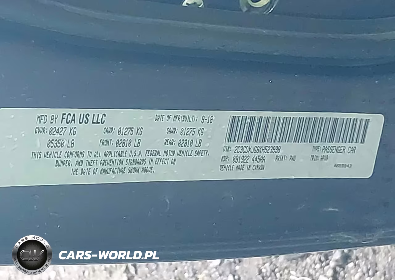 2019 Dodge Charger Sxt Awd VIN:2C3CDXJG6KH523998 - 9