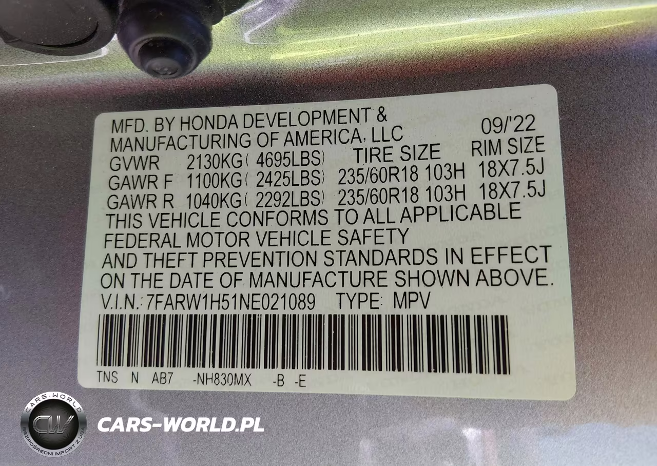 2022 Honda Cr-V 2Wd Ex VIN:7FARW1H51NE021089 - 9