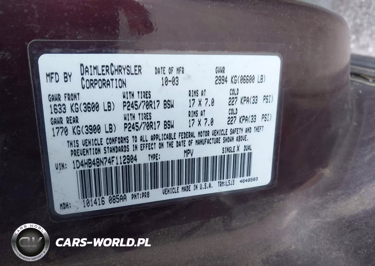 2004 Dodge Durango Slt VIN:1D4HB48N74F112904 - 9