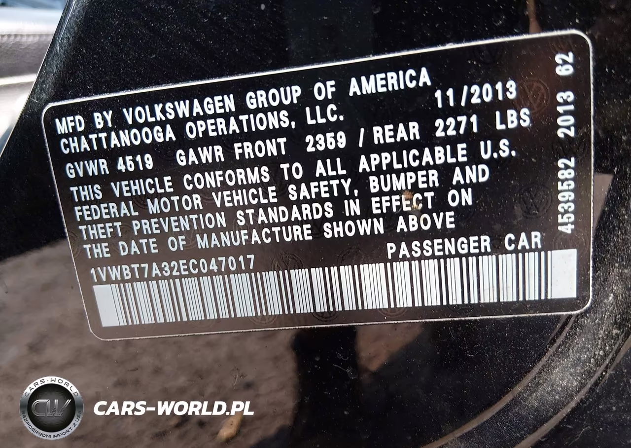 2014 Volkswagen Passat 1.8T Se VIN:1VWBT7A32EC047017 - 9