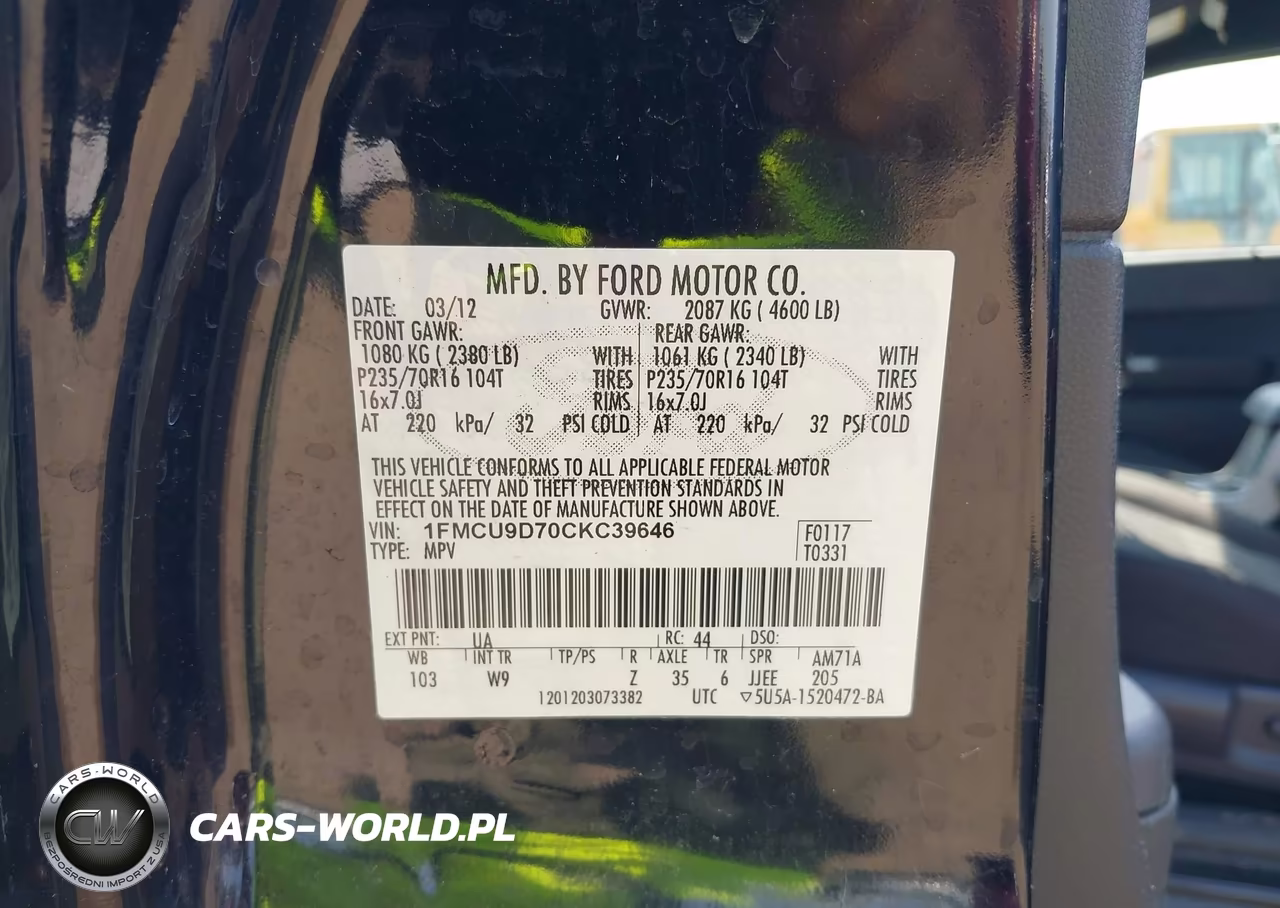 2012 Ford Escape Xlt VIN:1FMCU9D70CKC39646 - 9