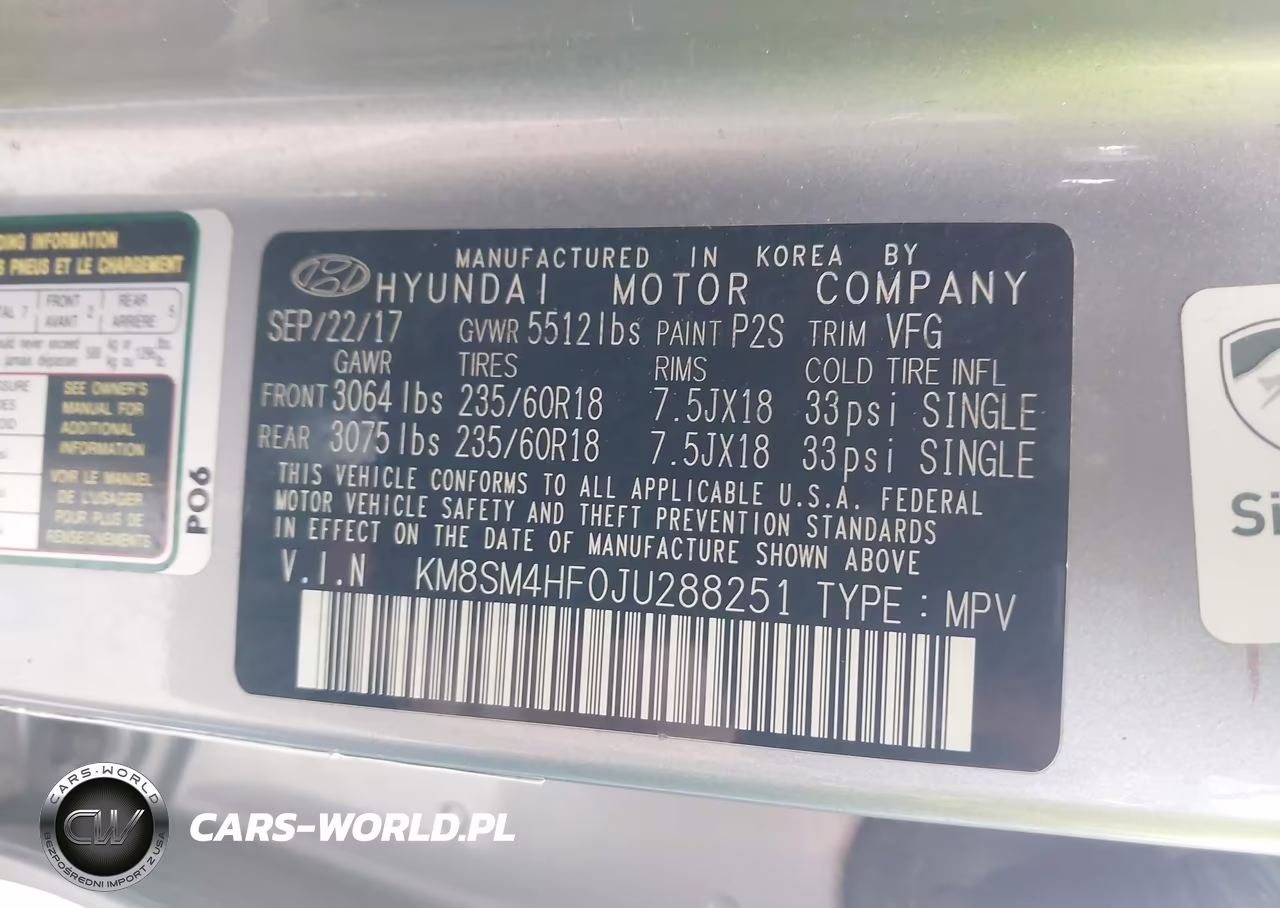 2018 Hyundai Santa Fe Se VIN:KM8SM4HF0JU288251 - 9