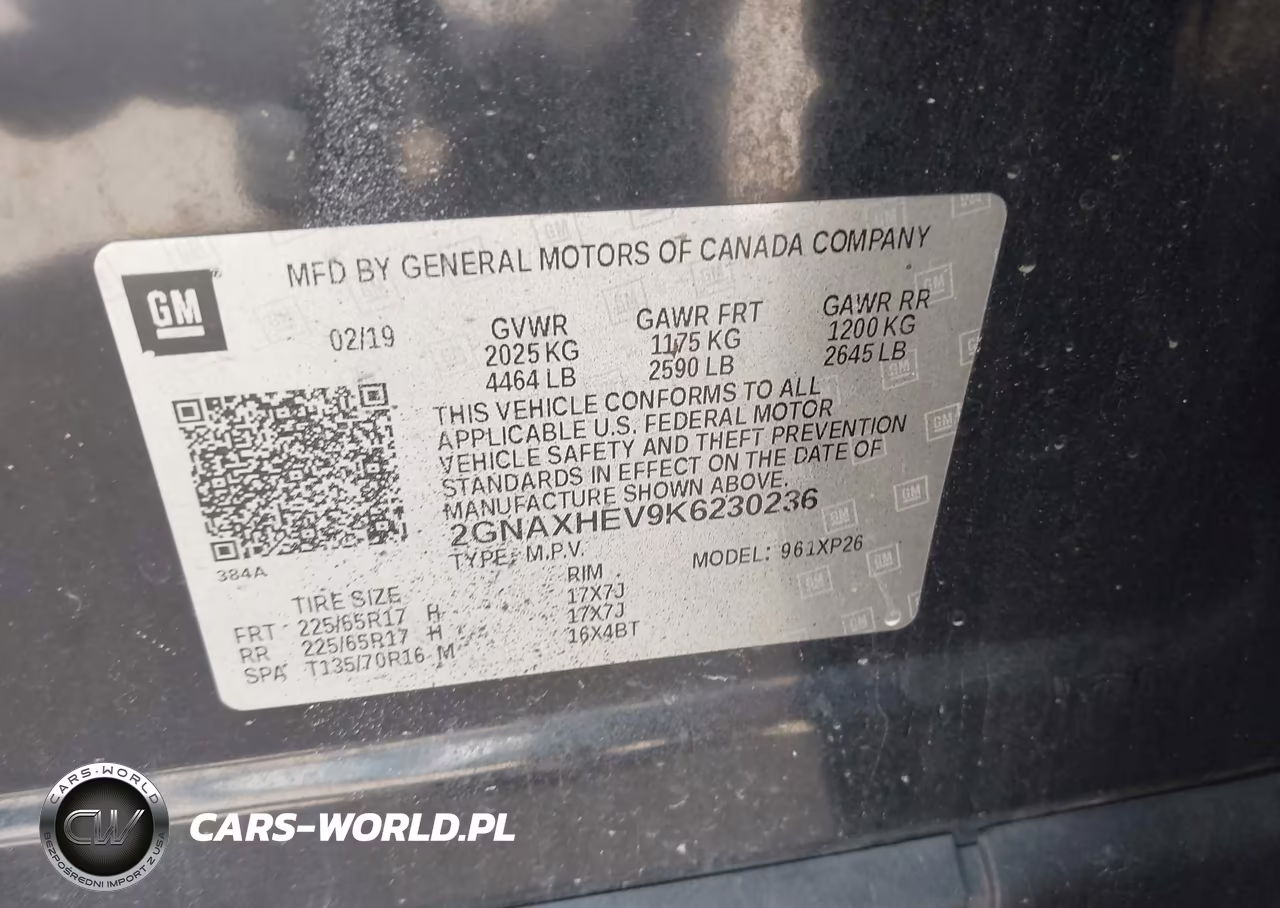 2019 Chevrolet Equinox Ls VIN:2GNAXHEV9K6230236 - 9