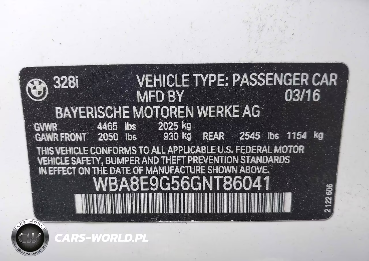 2016 BMW 328I VIN:WBA8E9G56GNT86041 - 9