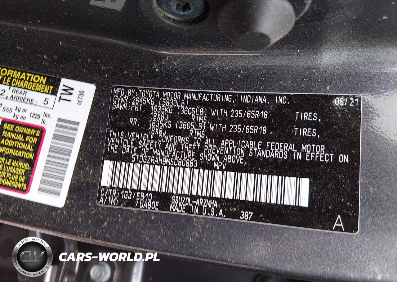 2021 Toyota Highlander Xle VIN:5TDGZRAH9MS080883 - 9